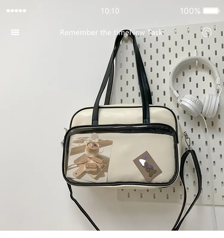 Women's Square Fashion Tote Bag with Clear Window 2025 — feature 48