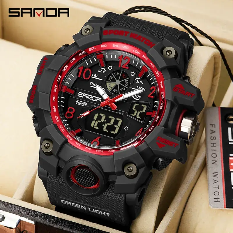Men's Black Waterproof Digital Sport Watch with Date & Time Display - Image 97