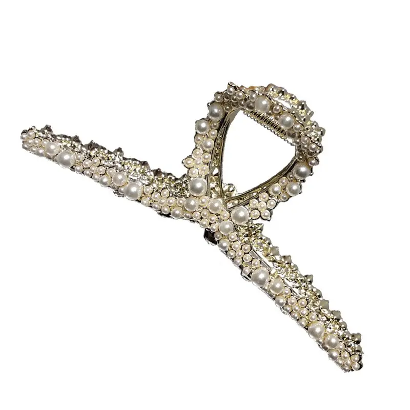Pearl Flower Cross Hair Clip with Gold Plated Design - Image 7