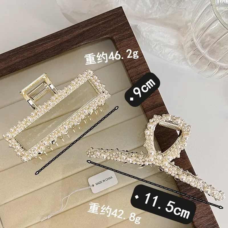 Pearl Flower Cross Hair Clip with Gold Plated Design — feature 1
