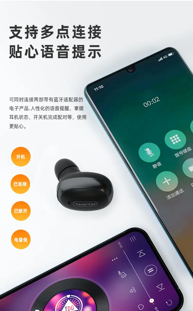 Wireless Bluetooth 5.3 Earbuds Black Noise Reduction β feature 6