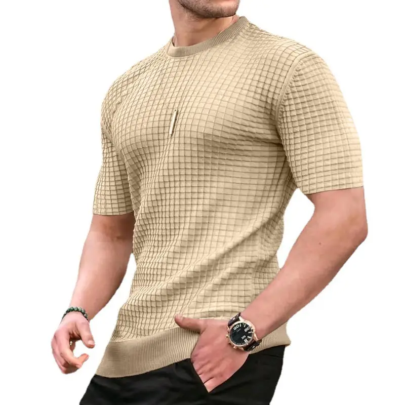 Men's 2025 Square T-Shirt White Round Neck Half Sleeve - Image 6