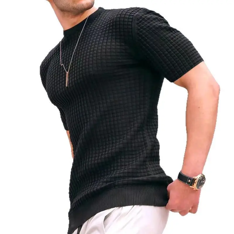 Men's 2025 Square T-Shirt White Round Neck Half Sleeve - Image 7