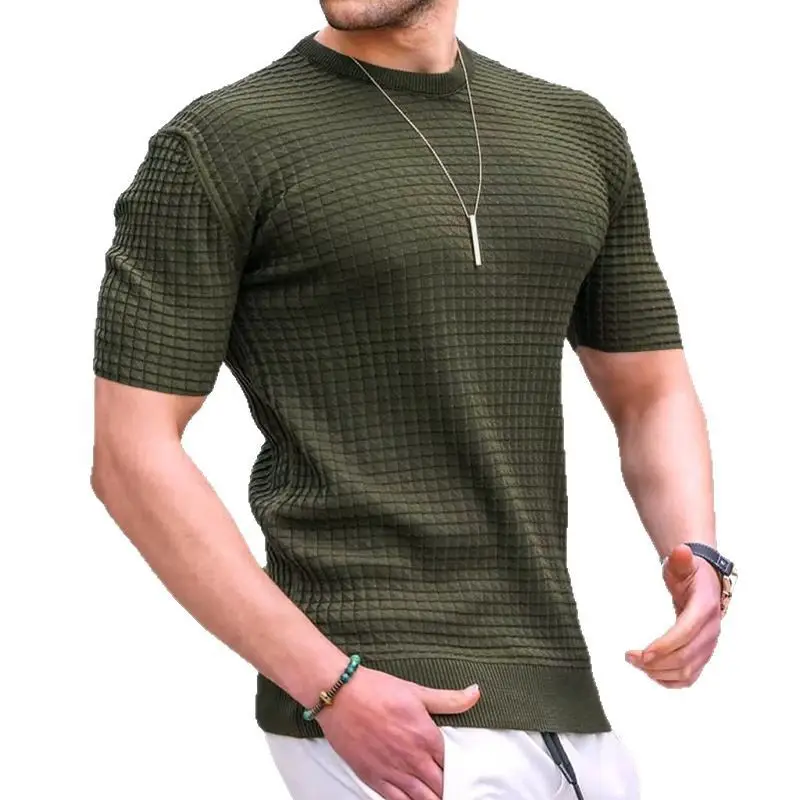 Men's 2025 Square T-Shirt White Round Neck Half Sleeve - Image 9
