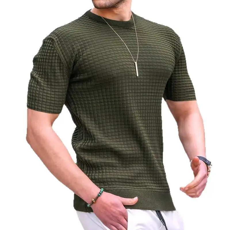 Men's 2025 Square T-Shirt White Round Neck Half Sleeve - Image 10