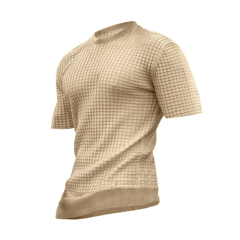Men's 2025 Square T-Shirt White Round Neck Half Sleeve - Image 4