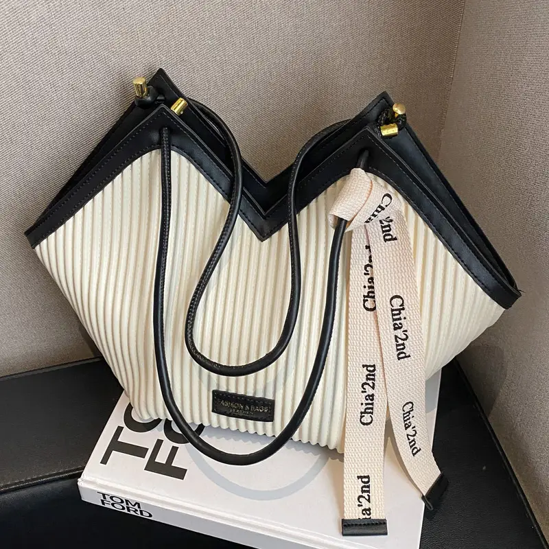 Women's Large Capacity Jersey Striped Shoulder Bag - Image 6