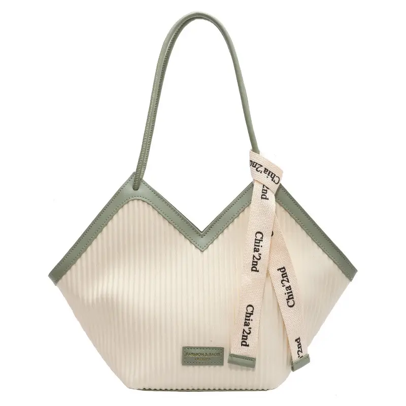 Women's Large Capacity Jersey Striped Shoulder Bag - Image 10