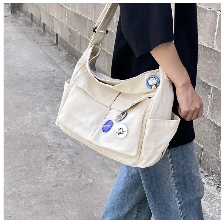 Men Canvas Crossbody Bag Large Capacity Tan — feature 31