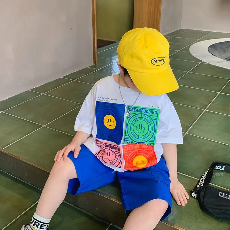 Kids White Cartoon T-Shirt Blue Shorts Set - Image 10