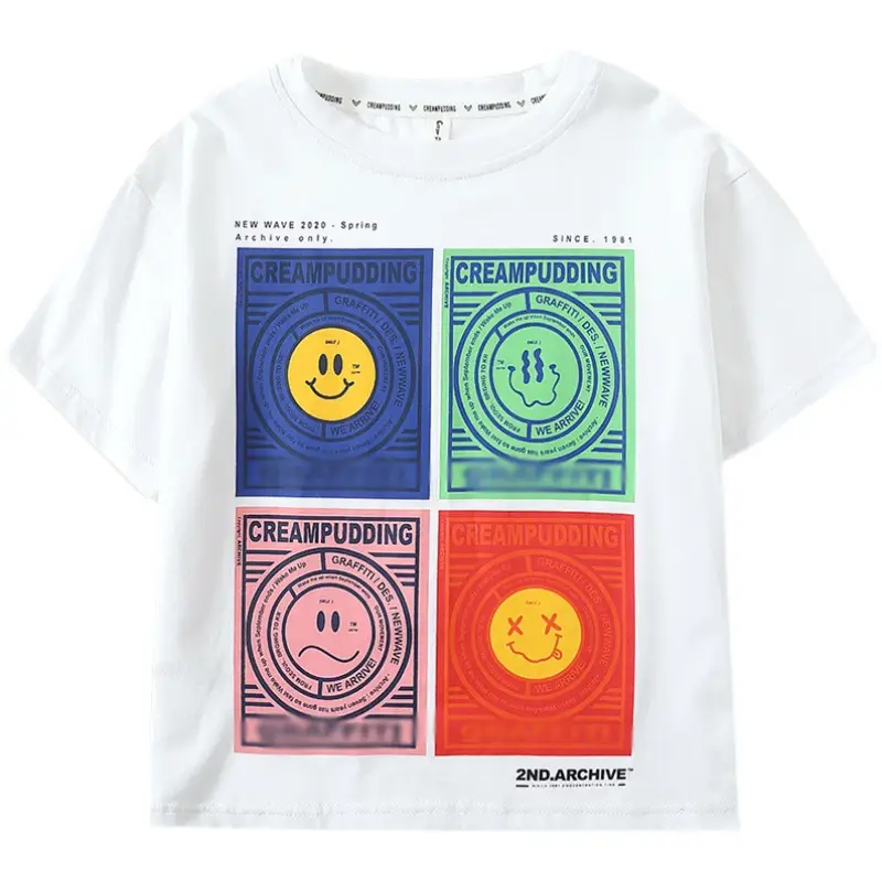 Kids White Cartoon T-Shirt Blue Shorts Set - Image 12