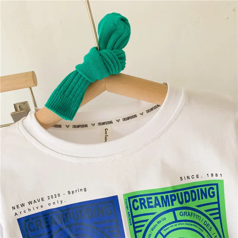 Kids White Cartoon T-Shirt Blue Shorts Set — feature 5