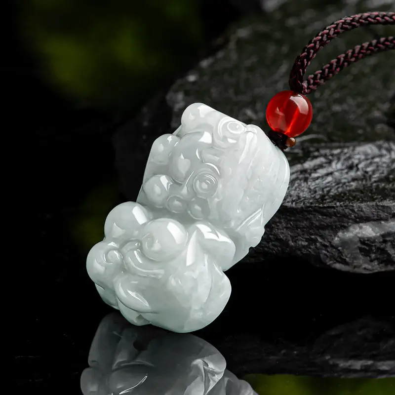 Natural Myanmar Jade Bear Pendant for Men Women - Image 2