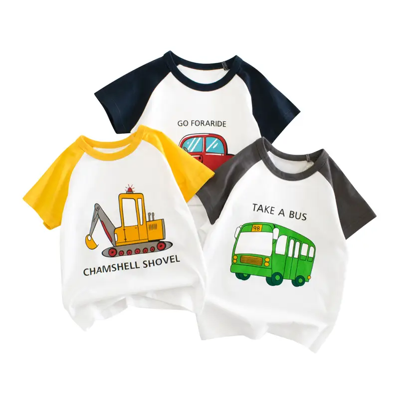 27Kids Car-Themed White Yellow Short Sleeve T-Shirt - Image 4