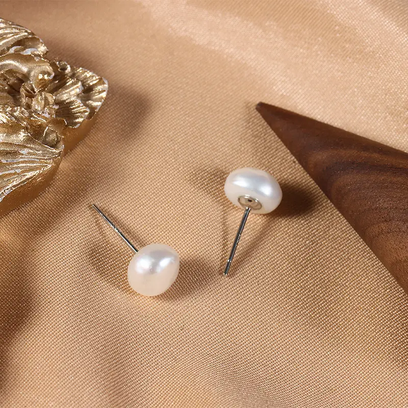 Broken Silver Pearl Earrings 6-7mm S925 Sterling - Image 4