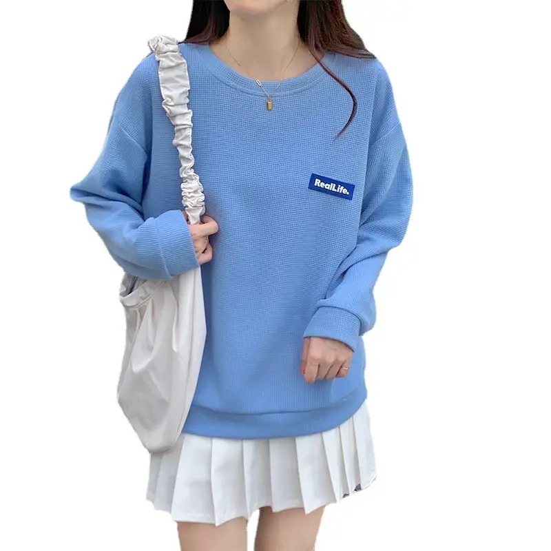 Women Grey Letter Label Long Sleeve Sweatshirt - Image 6