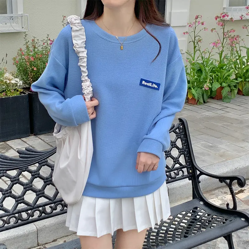 Women Grey Letter Label Long Sleeve Sweatshirt - Image 2