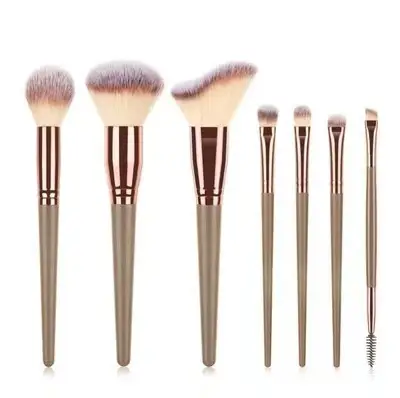 15-Piece Champagne Gold Makeup Brush Set for Foundation, Powder, Eyebrow & Full Set