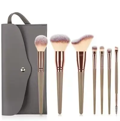 15-Piece Champagne Gold Makeup Brush Set for Foundation, Powder, Eyebrow & Full Set - Image 2