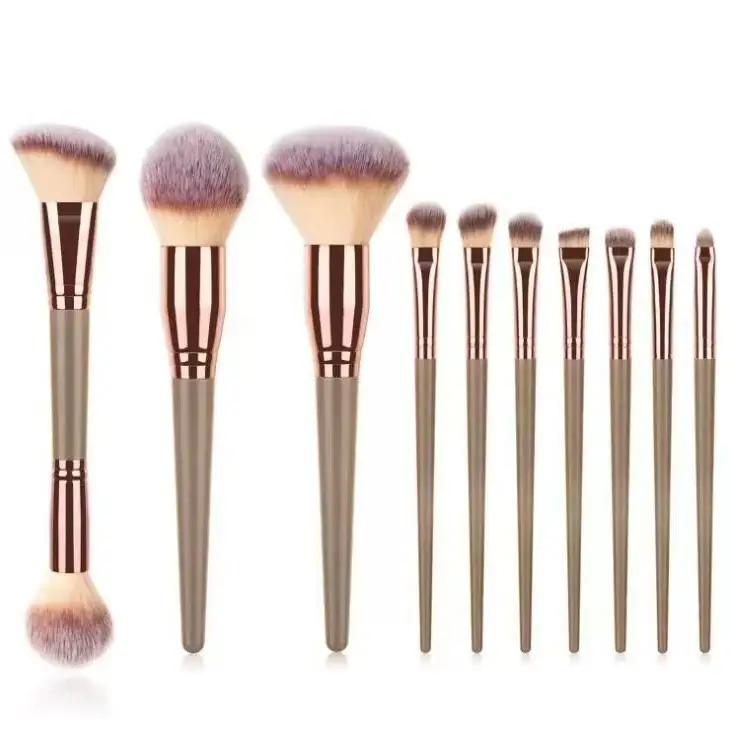 15-Piece Champagne Gold Makeup Brush Set for Foundation, Powder, Eyebrow & Full Set - Image 3
