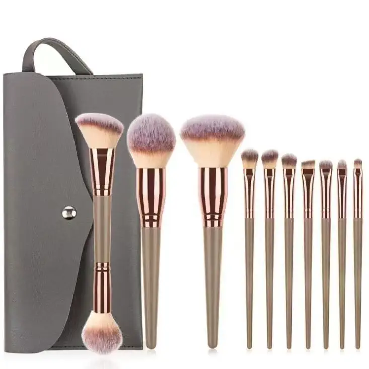 15-Piece Champagne Gold Makeup Brush Set for Foundation, Powder, Eyebrow & Full Set - Image 4