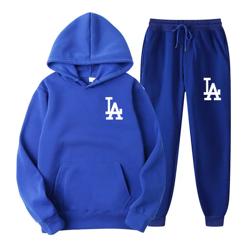 Men Yellow LA Hoodie Sweatpants Winter Set