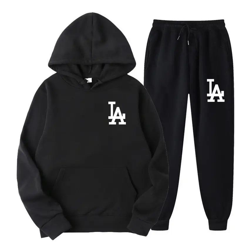 Men Yellow LA Hoodie Sweatpants Winter Set