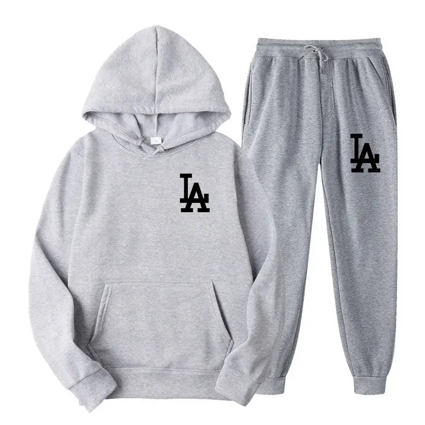Men Yellow LA Hoodie Sweatpants Winter Set — feature 1