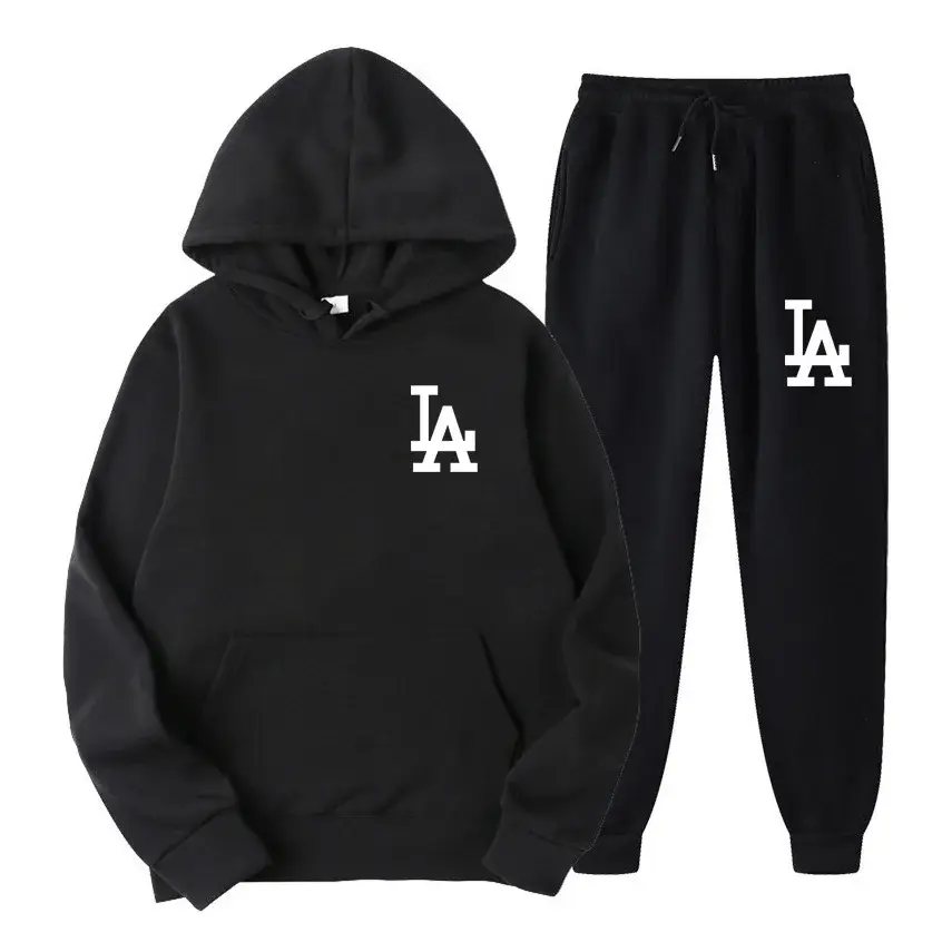Men Yellow LA Hoodie Sweatpants Winter Set — feature 3