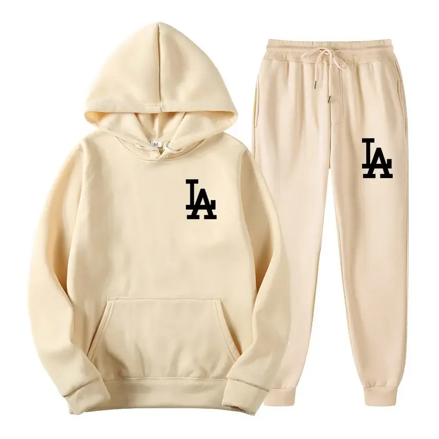 Men Yellow LA Hoodie Sweatpants Winter Set — feature 4