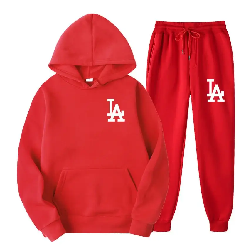 Men Yellow LA Hoodie Sweatpants Winter Set — feature 6