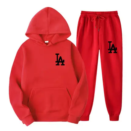 Men Yellow LA Hoodie Sweatpants Winter Set