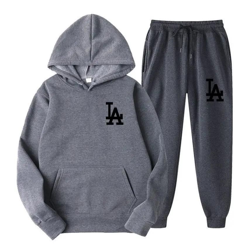 Men Yellow LA Hoodie Sweatpants Winter Set