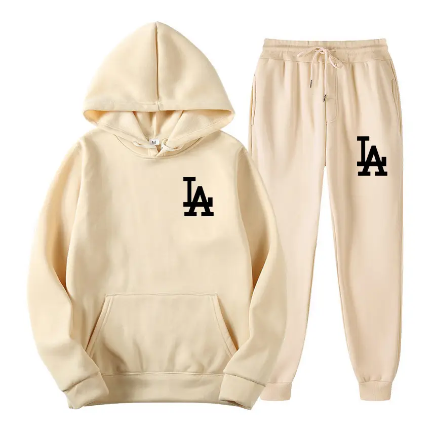 Men Yellow LA Hoodie Sweatpants Winter Set