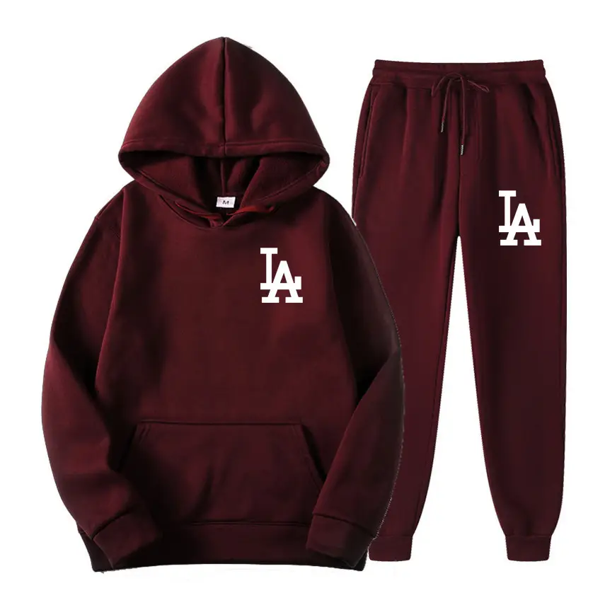 Men Yellow LA Hoodie Sweatpants Winter Set