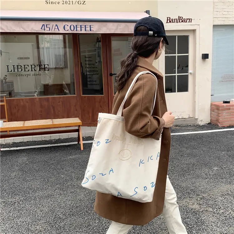 Korean Canvas Embroidered Shoulder Bag Women - Image 8