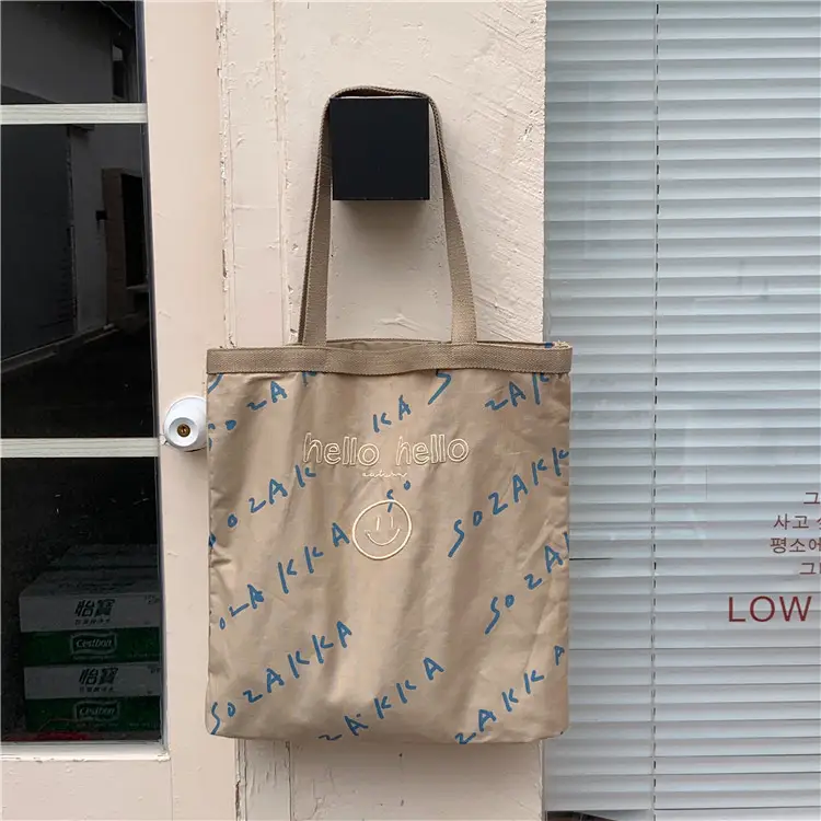 Korean Canvas Embroidered Shoulder Bag Women - Image 3