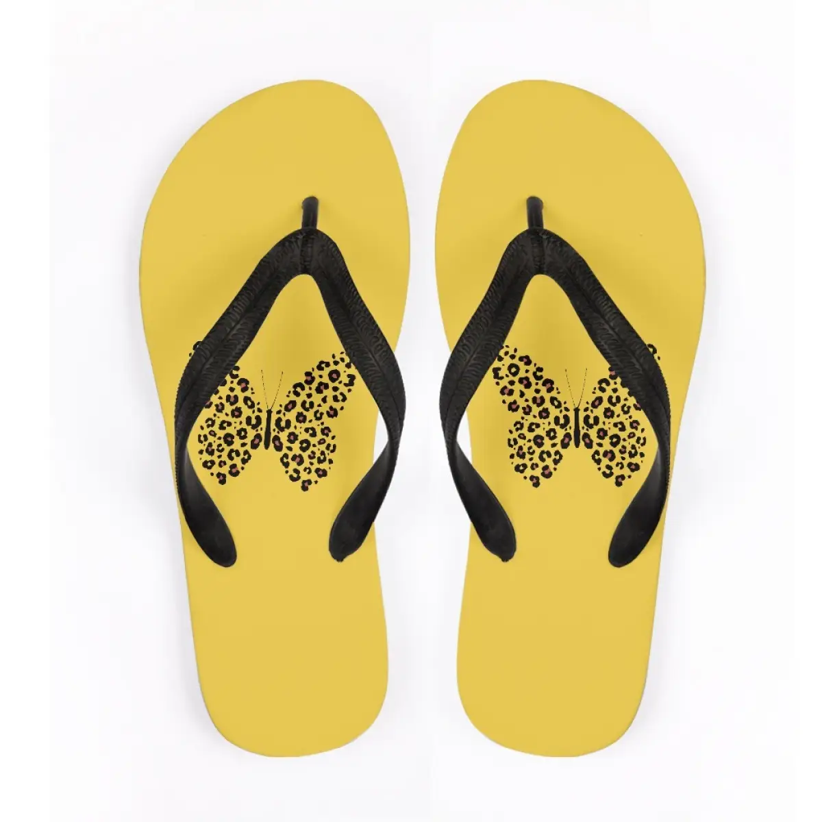 Yellow Butterfly Flip Flops for Men Women
