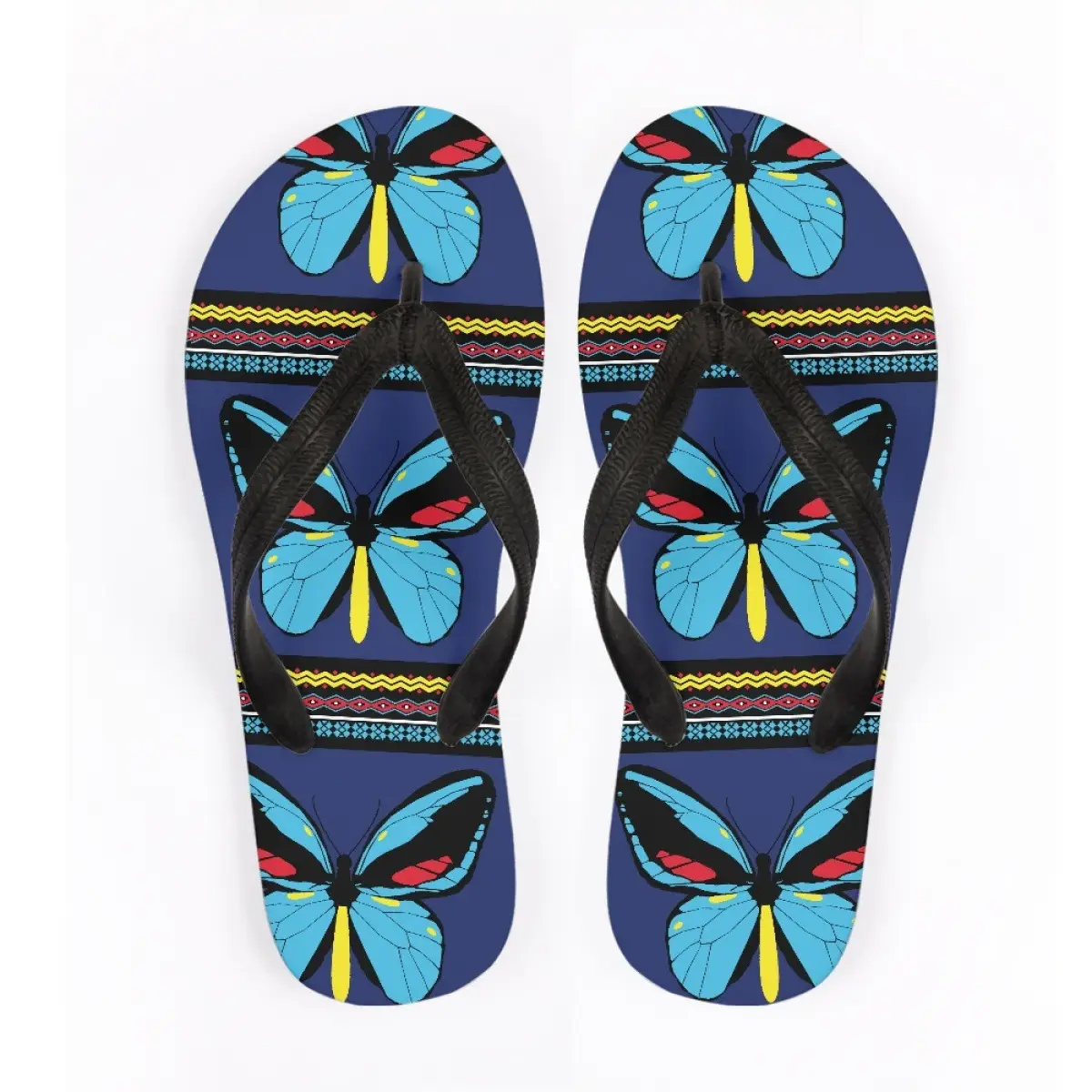 Yellow Butterfly Flip Flops for Men Women