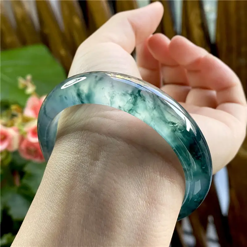Natural Burmese Jade Bracelet Ice Glutinous Dark Green