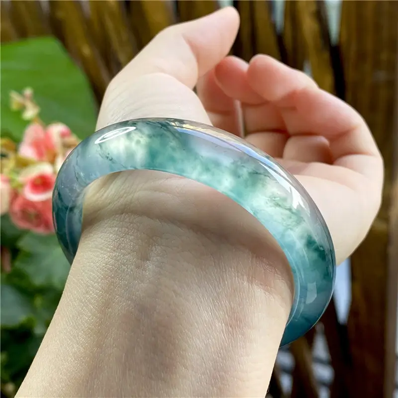 Natural Burmese Jade Bracelet Ice Glutinous Dark Green
