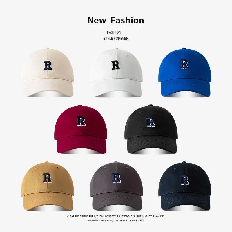 Men Black 3D R Cap Wide Brim Cotton Summer - Image 11