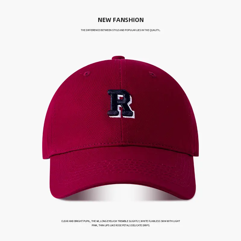 Men Black 3D R Cap Wide Brim Cotton Summer - Image 6
