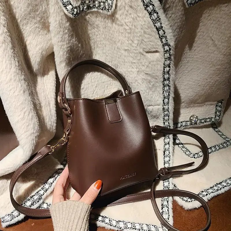 Korean Style Brown Shoulder Crossbody Bag for Women
