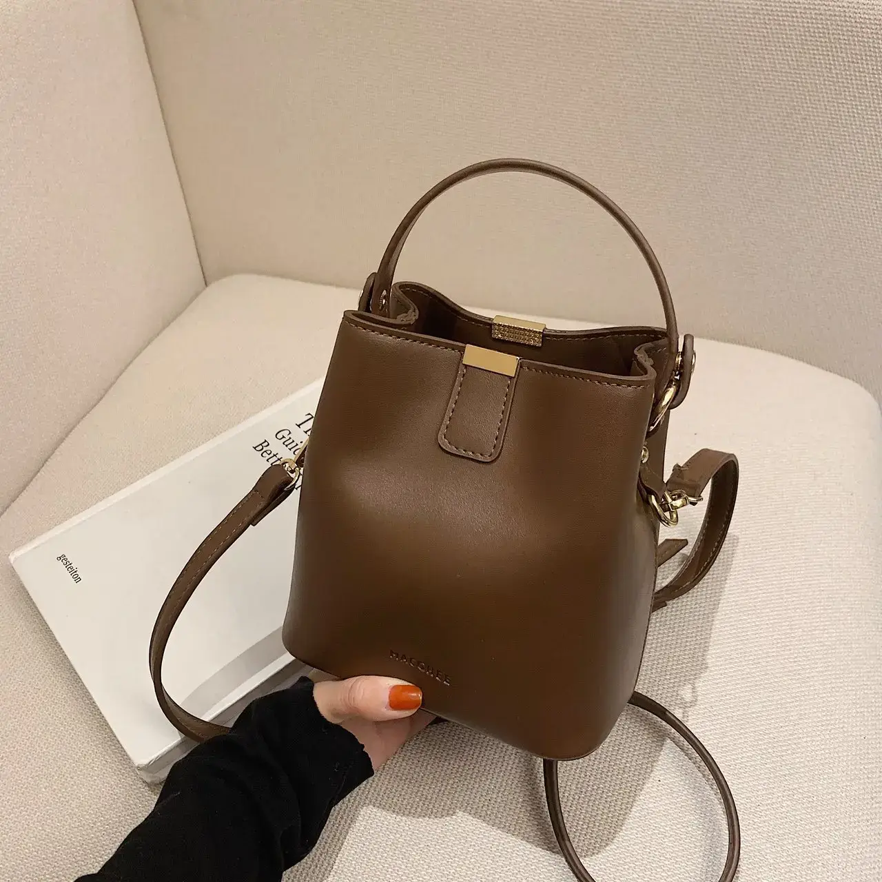 Korean Style Brown Shoulder Crossbody Bag for Women