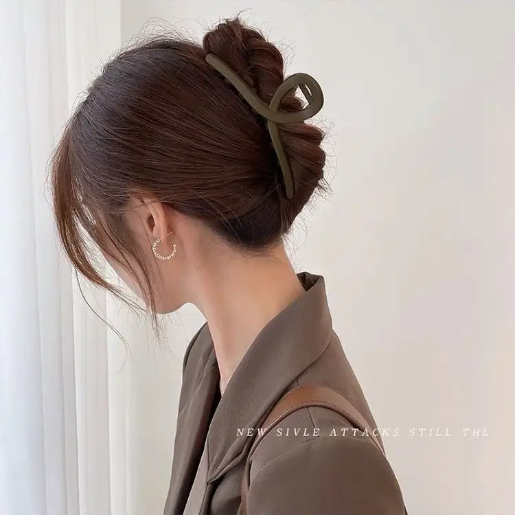 Oversized Hair Clips 13cm Milk Curry Frosted Cross