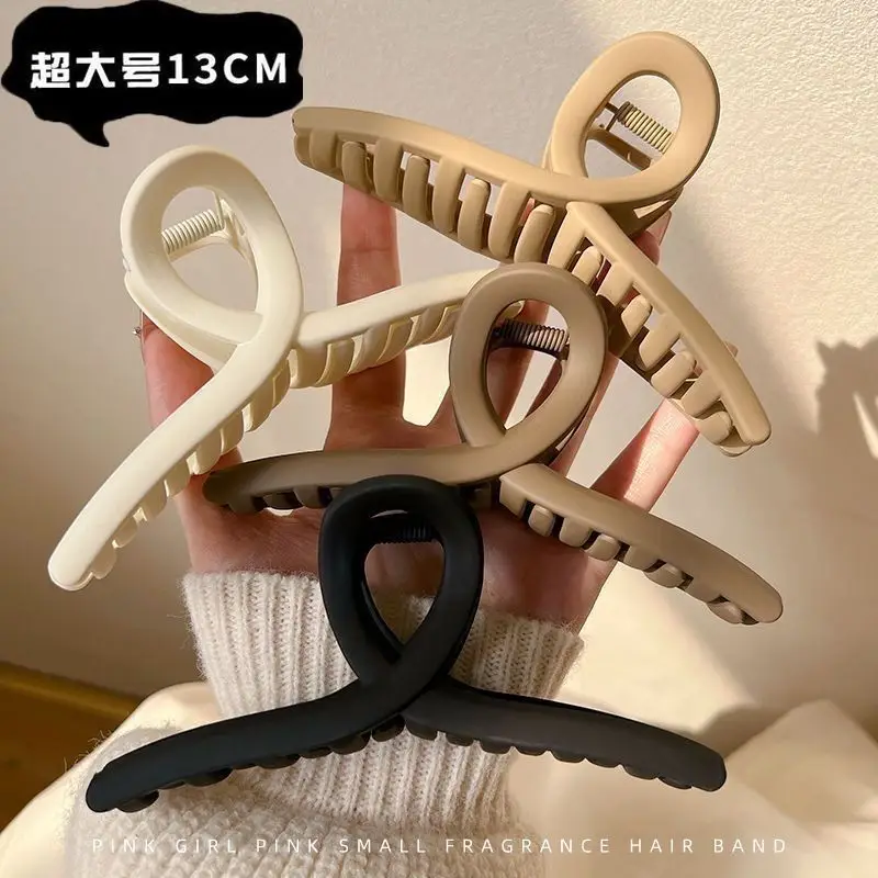 Oversized Hair Clips 13cm Milk Curry Frosted Cross