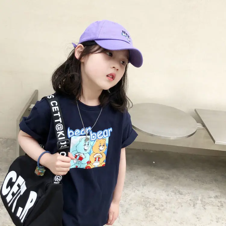 Girls Cotton T-Shirt Blue Graphic 2025 Summer - Image 9