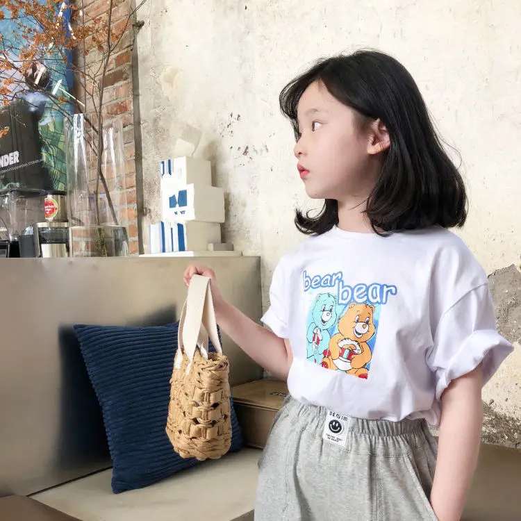 Girls Cotton T-Shirt Blue Graphic 2025 Summer - Image 10