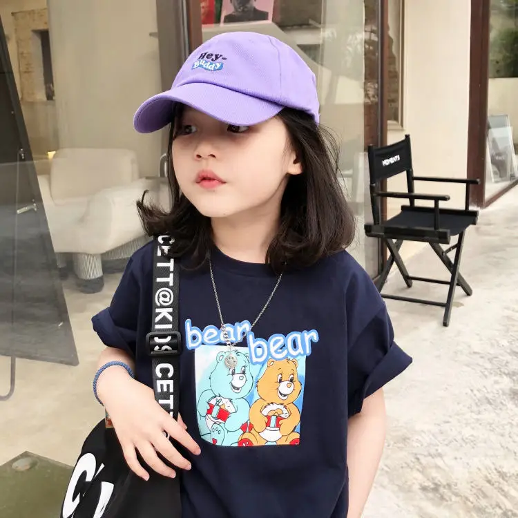 Girls Cotton T-Shirt Blue Graphic 2025 Summer - Image 11
